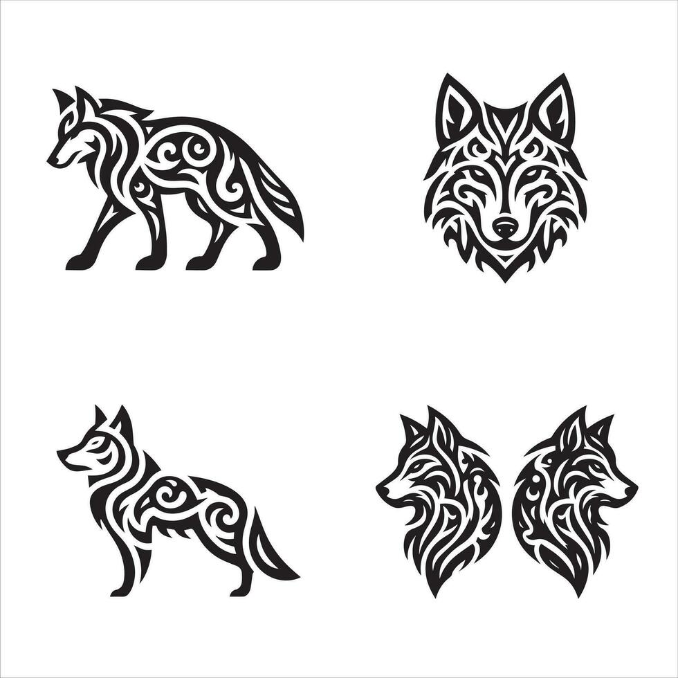 lobo tribal diseño ilustración vector