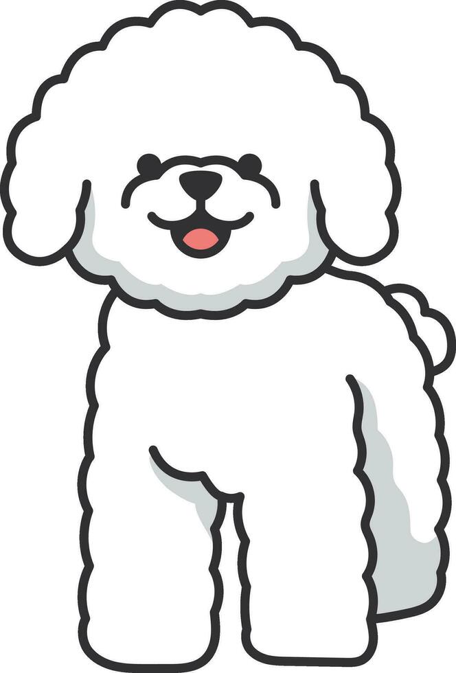 Cute cartoon bichon dog icon on white background. Vector illustration.