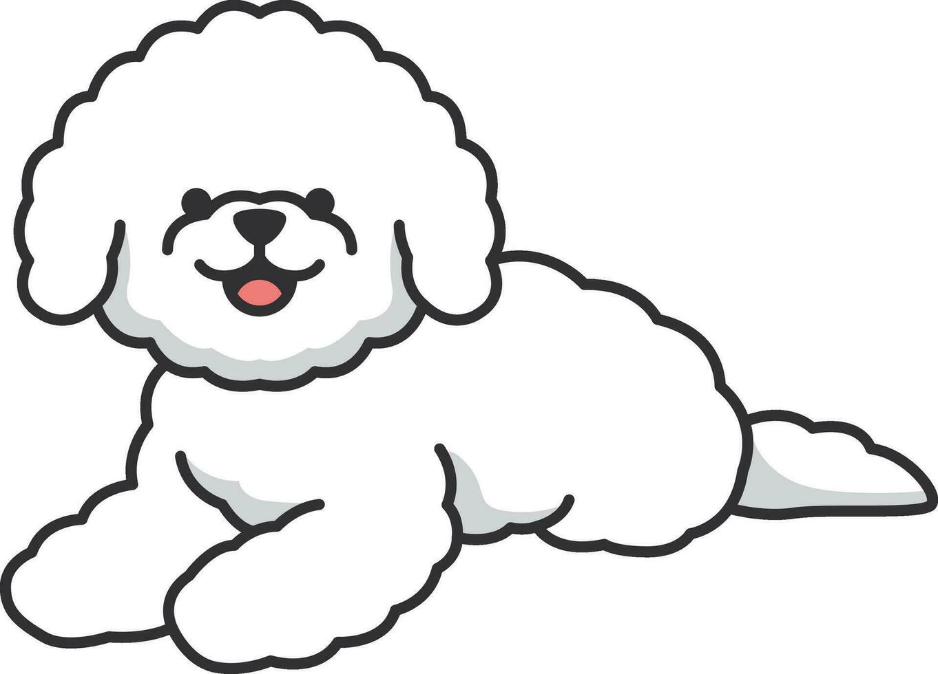 Cute cartoon bichon dog isolated on white background. Vector illustration.