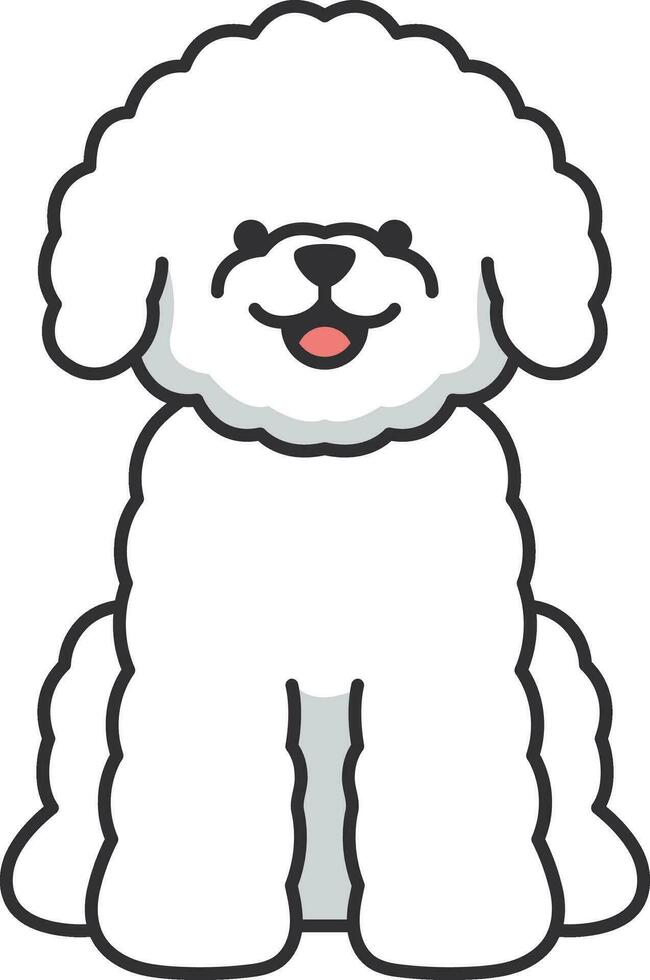 bichon dog icon. Cute cartoon doodle character. vector