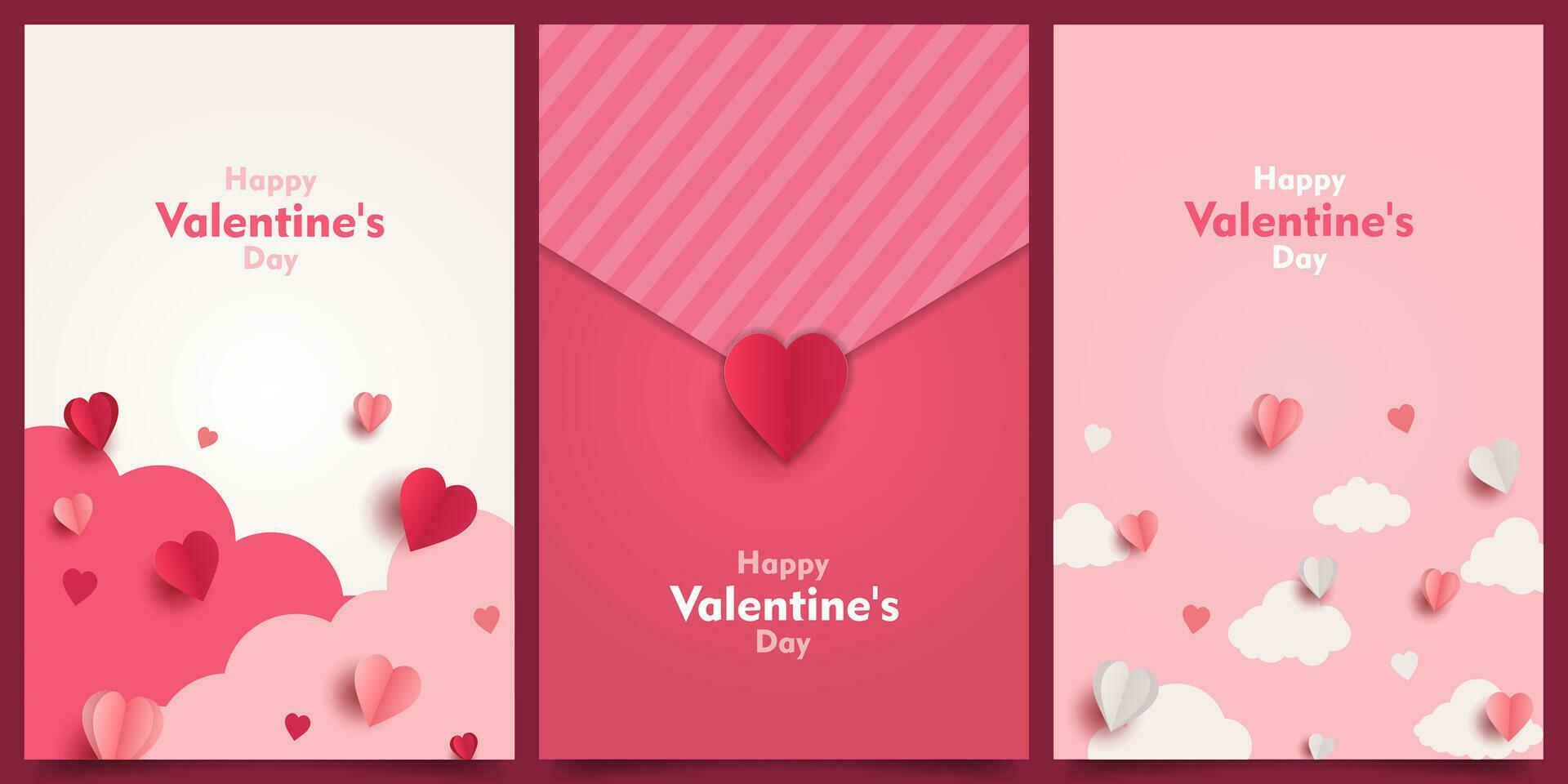 happy valentines, mothers day papercut design theme set. Holidays template background vector