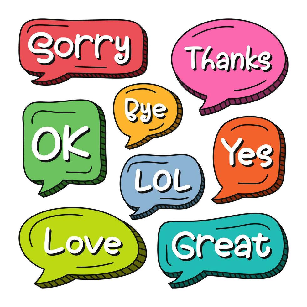 Set of texting comic speech bubble vector design