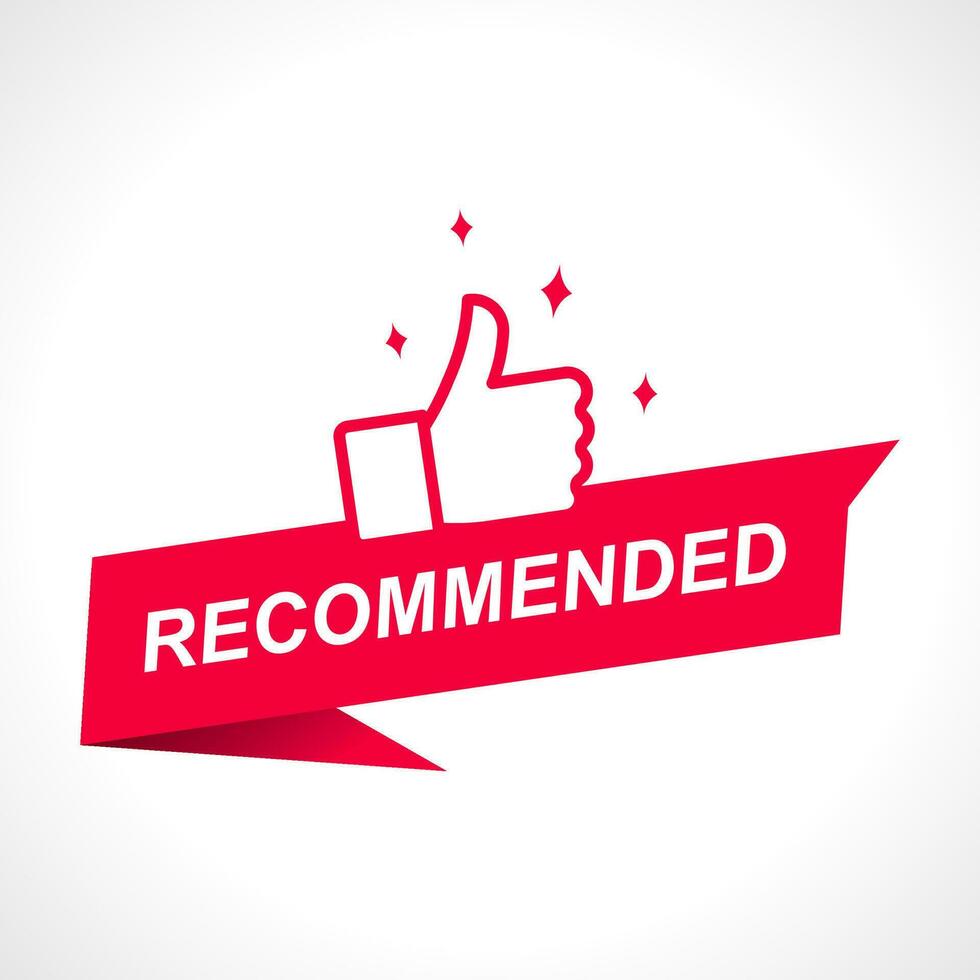 Recommended with thumb up sign vector
