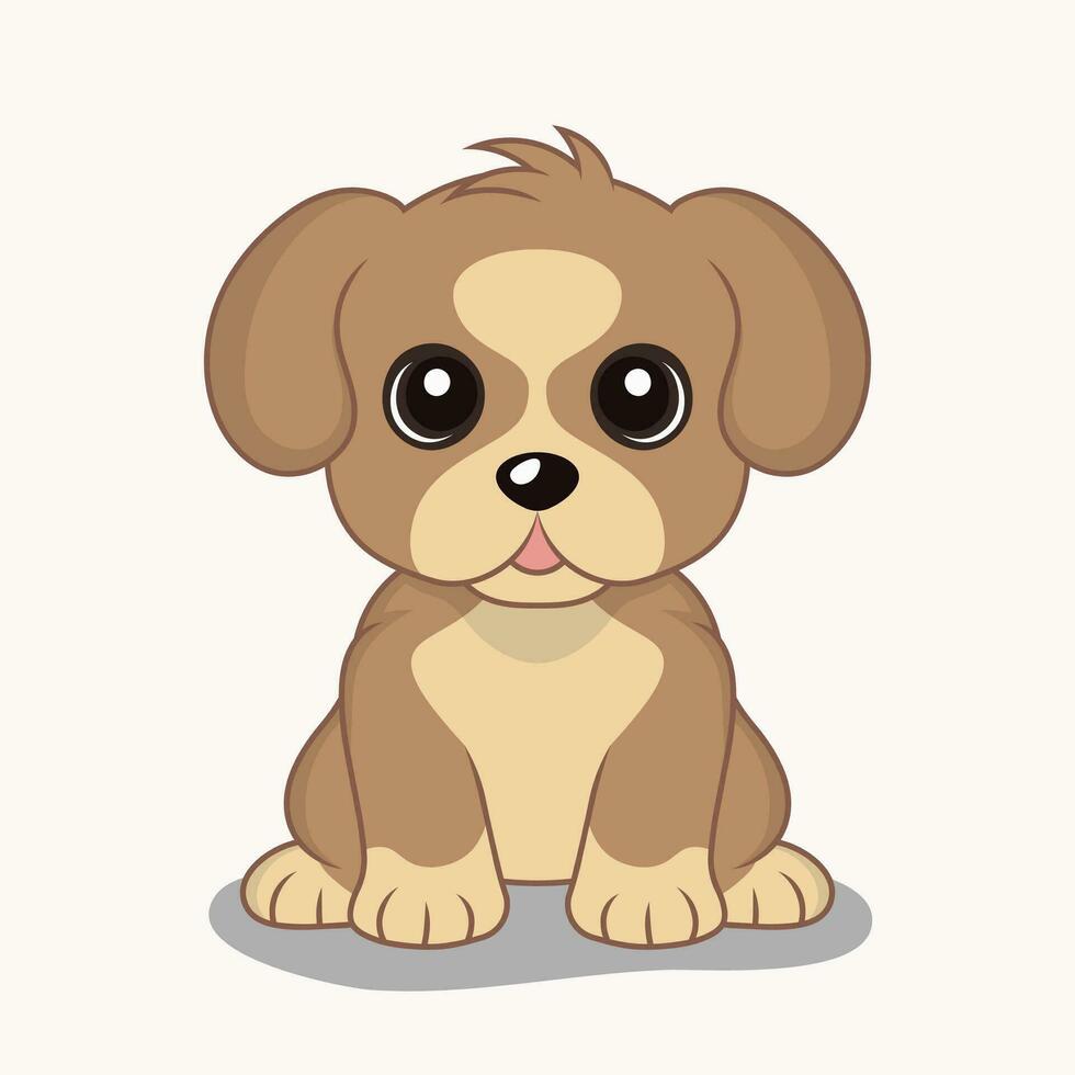 Cute puppy with a yellow collar sits on a white background vector