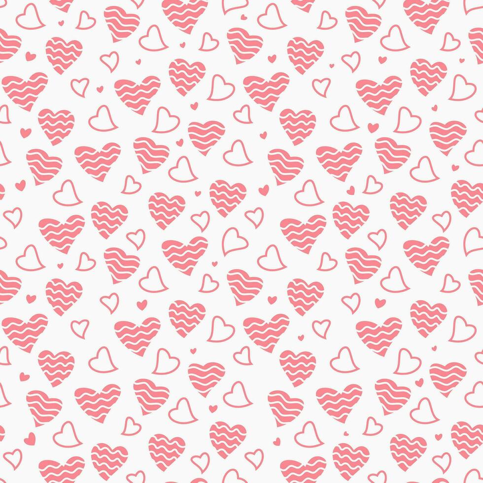 Cute hand drawn hearts seamless pattern for Valentine's Day background vector