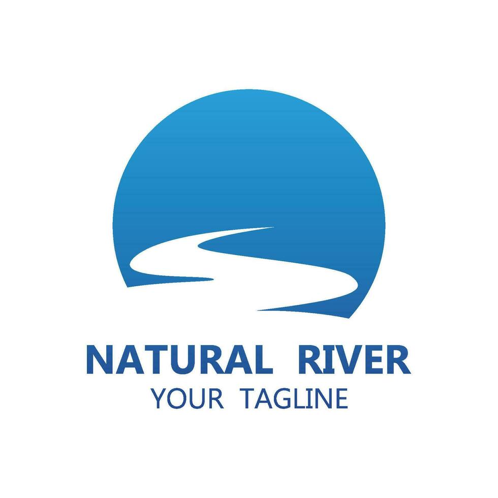 River logo with combination of mountains and farmland with vector concept design. logo for many kind of business, travel agency and nature photographer