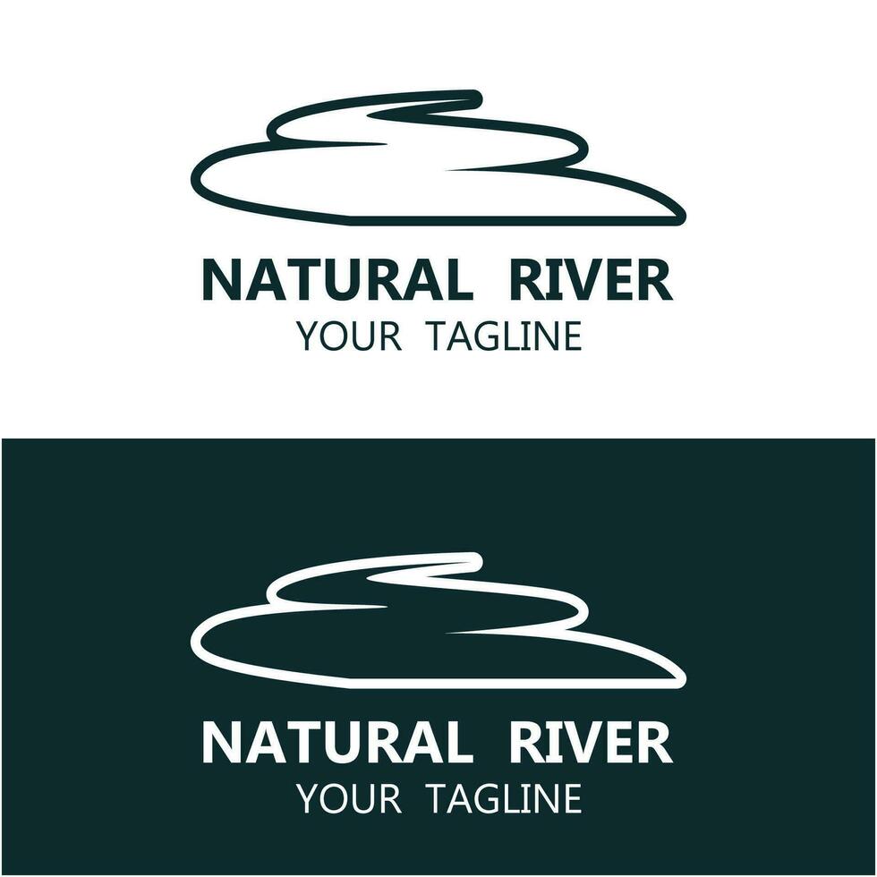 River logo with combination of mountains and farmland with vector concept design. logo for many kind of business, travel agency and nature photographer