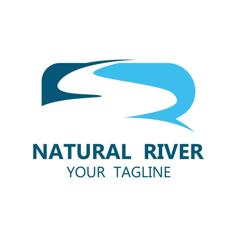 River logo with combination of mountains and farmland with vector concept design. logo for many kind of business, travel agency and nature photographer