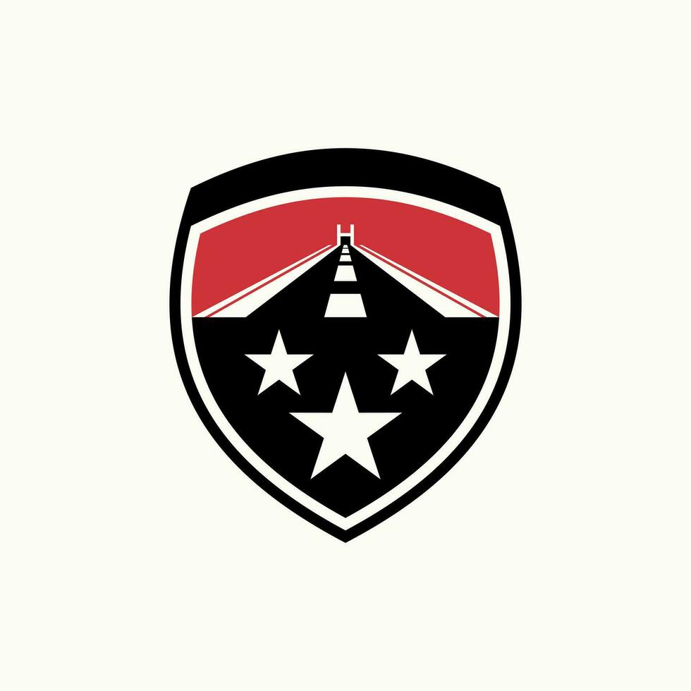 Logo design graphic concept creative premium abstract vector stock road shield guard letter H font like bridge. Related to driving freeway safety car
