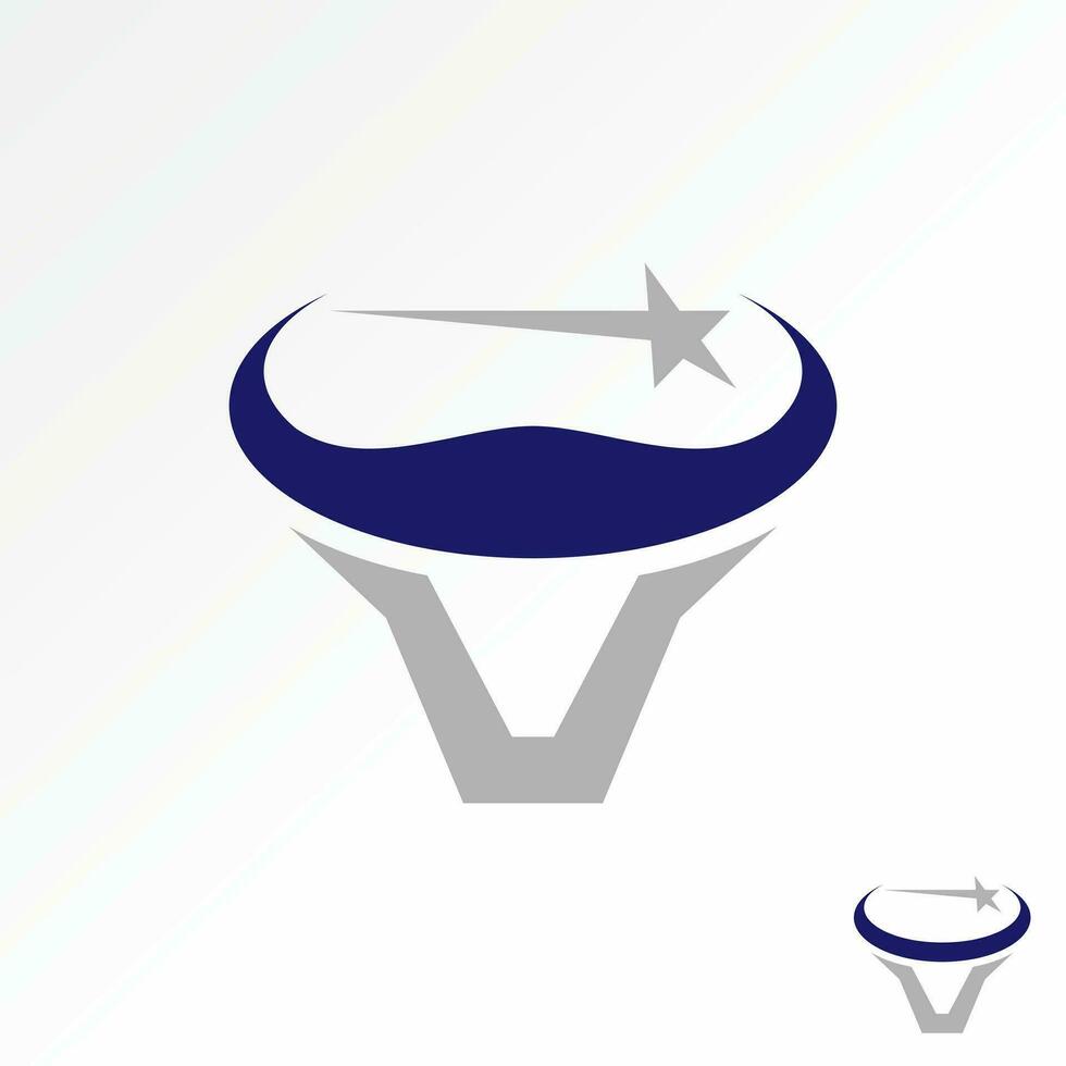Logo design graphic concept creative premium vector stock unique initial letter V font swoosh horn head star. Related monogram typography animal sport