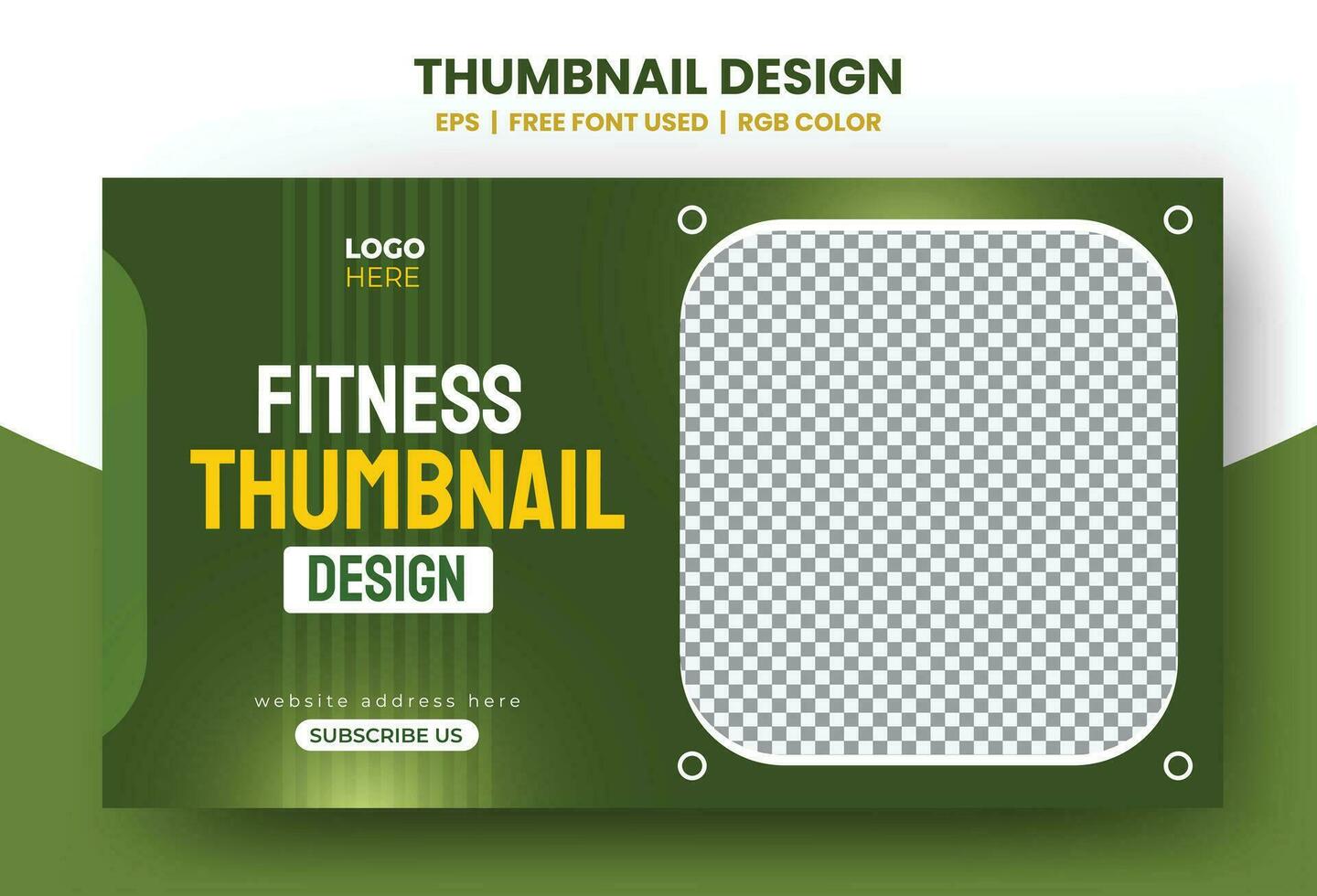 Vector thumbnail template for a Fitness website