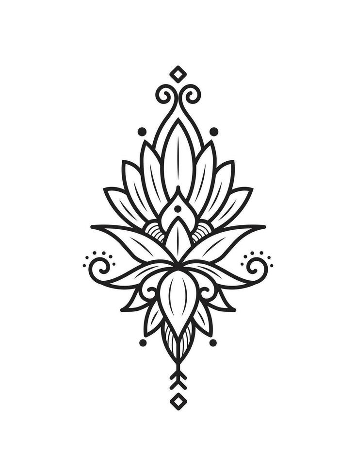 outline lotus flower pattern for Henna and tattoo design vector