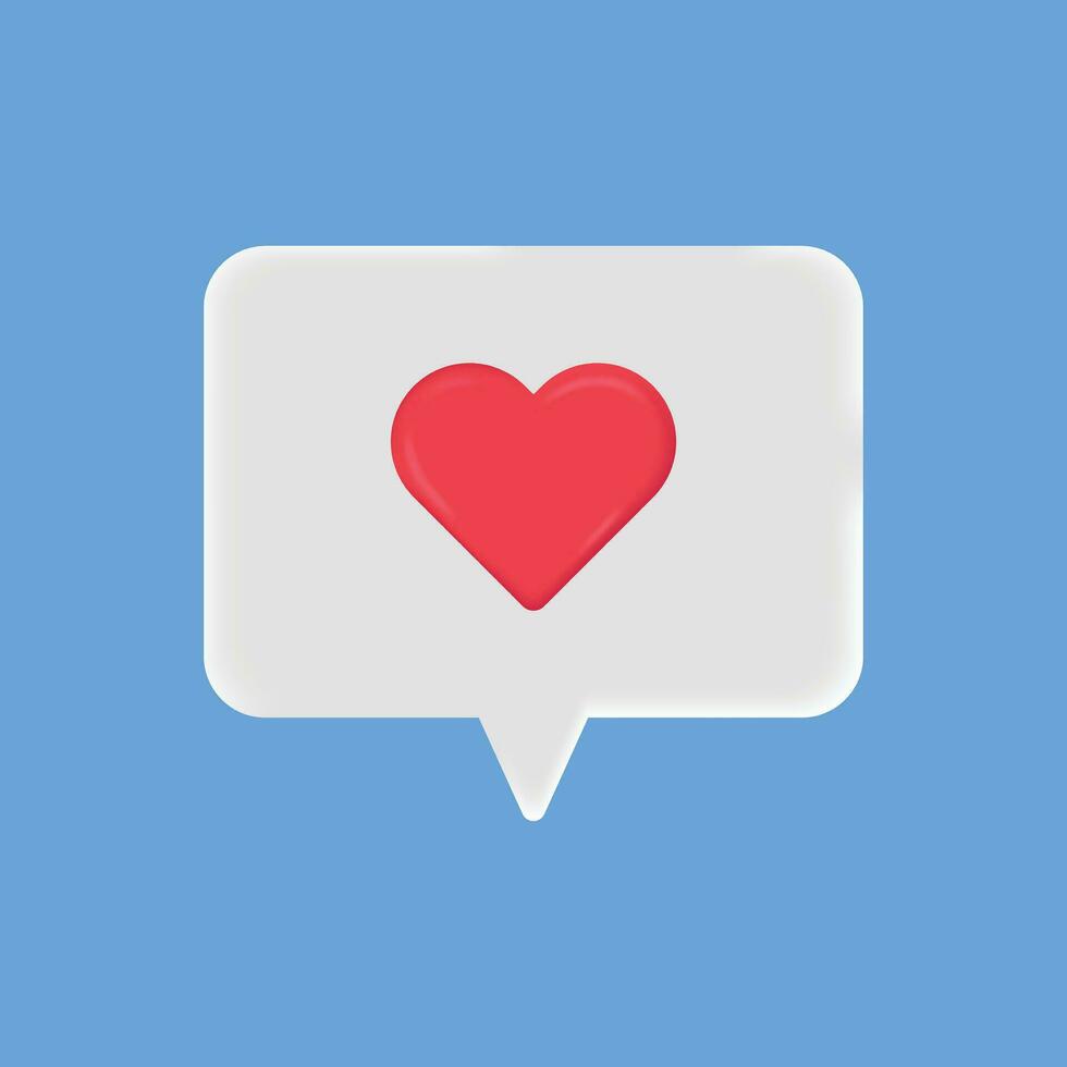 speech 3d icon love chat text bubbles with heart vector