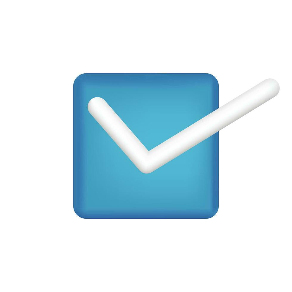 3d blue check mark icon vector