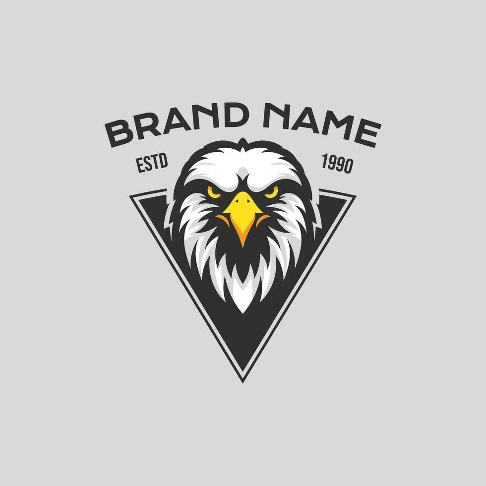 Retro eagle head logo emblem vector illustration. Vintage animal mascot professional corporate brand identity.