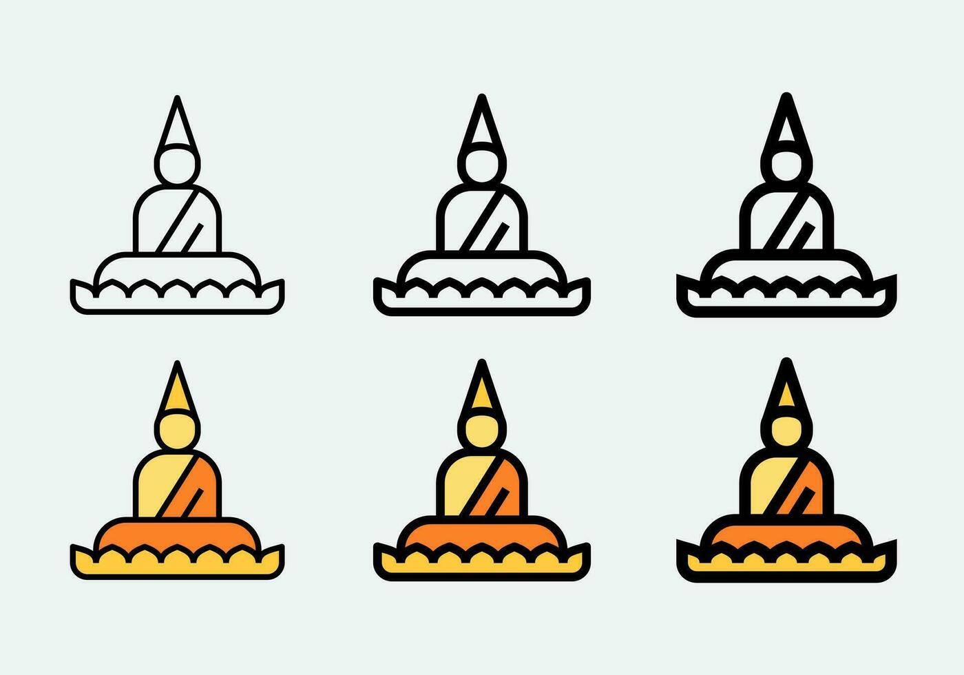 buddha statue filled outline and line icon vector