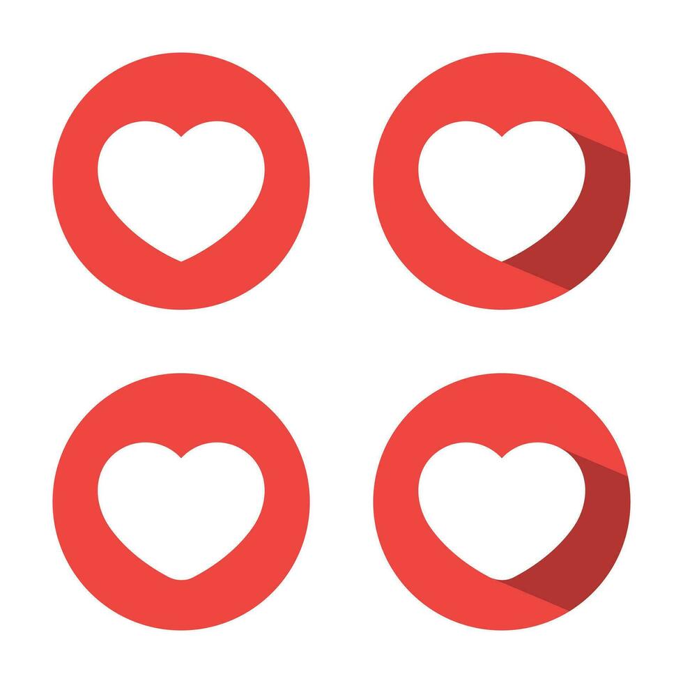 Love, like icon vector with long shadow. Heart sign symbol in flat design