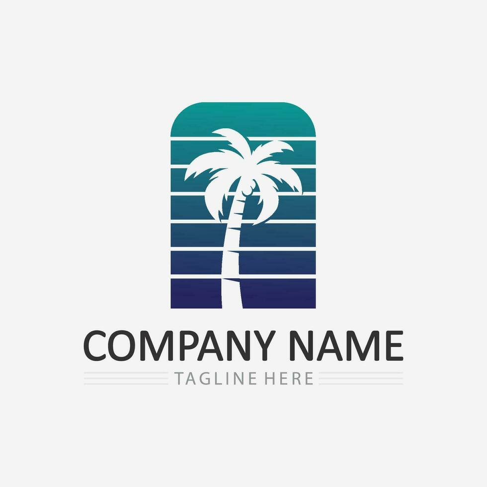 Palm tree summer logo template vector