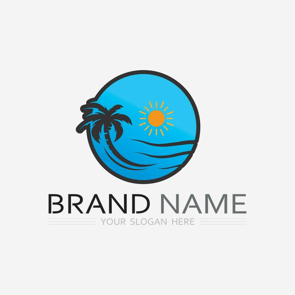 Palm tree summer logo template vector