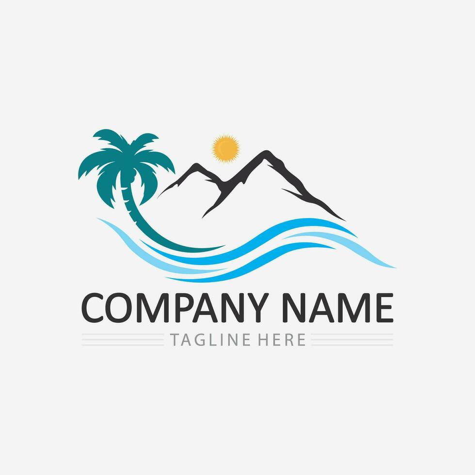 Palm tree summer logo template vector