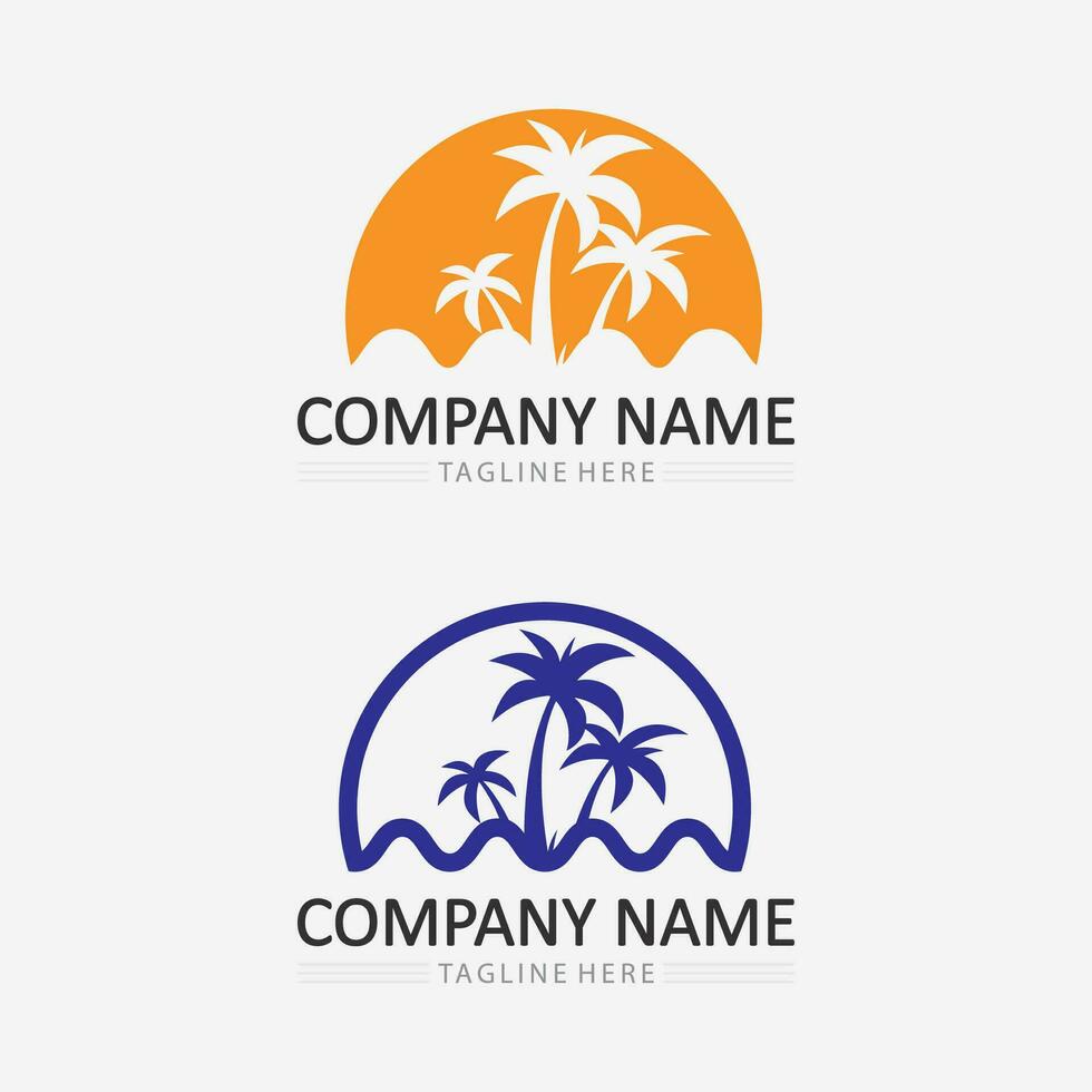 Palm tree summer logo template vector