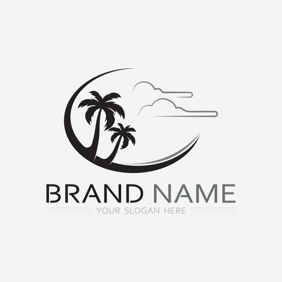 Palm tree summer logo template vector