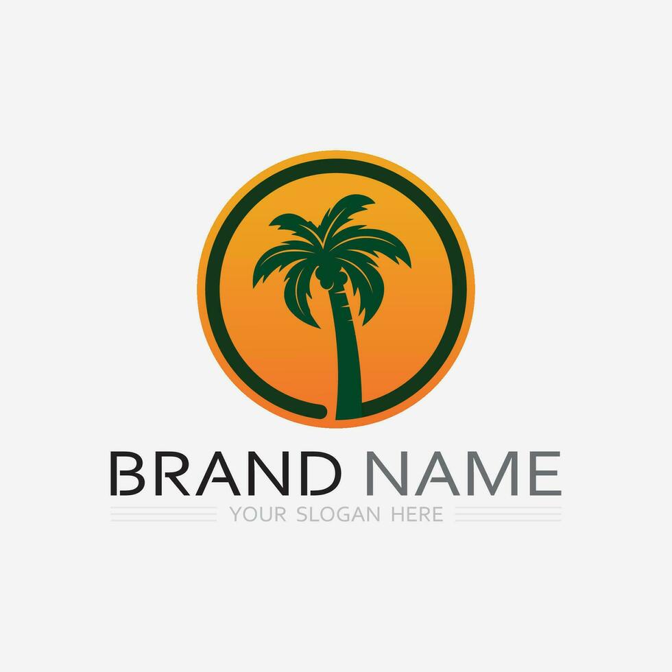 Palm tree summer logo template vector