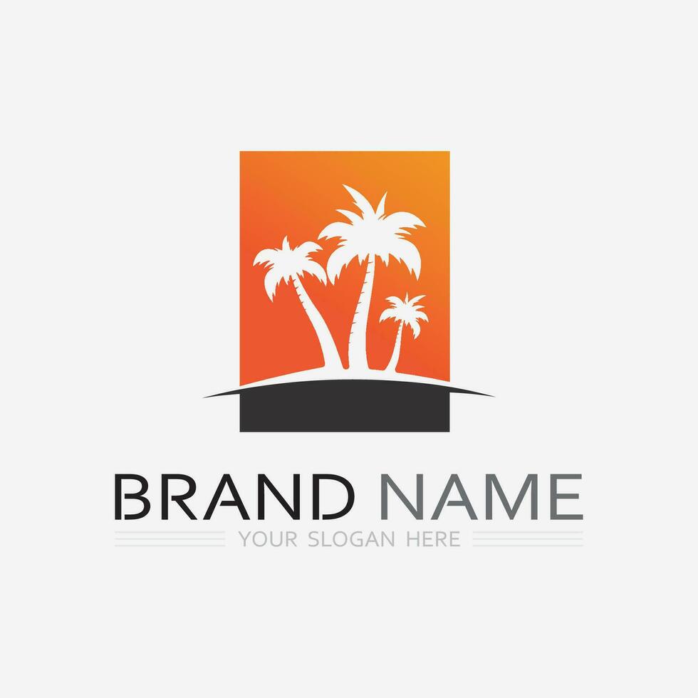 Palm tree summer logo template vector