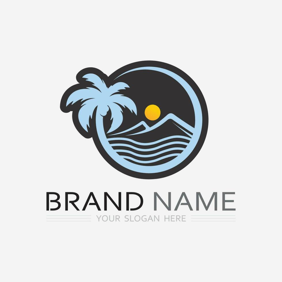 Palm tree summer logo template vector