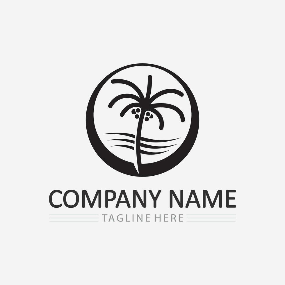 Palm tree summer logo template vector