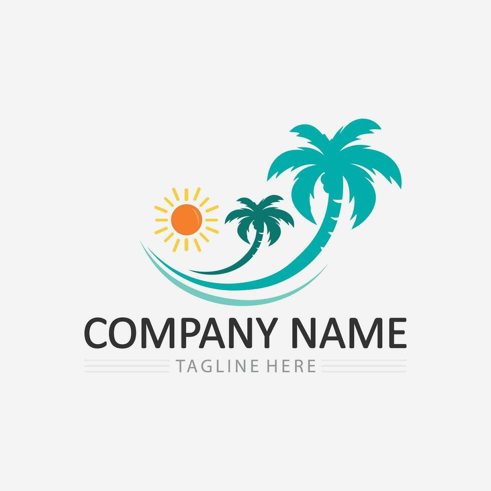 Palm tree summer logo template vector