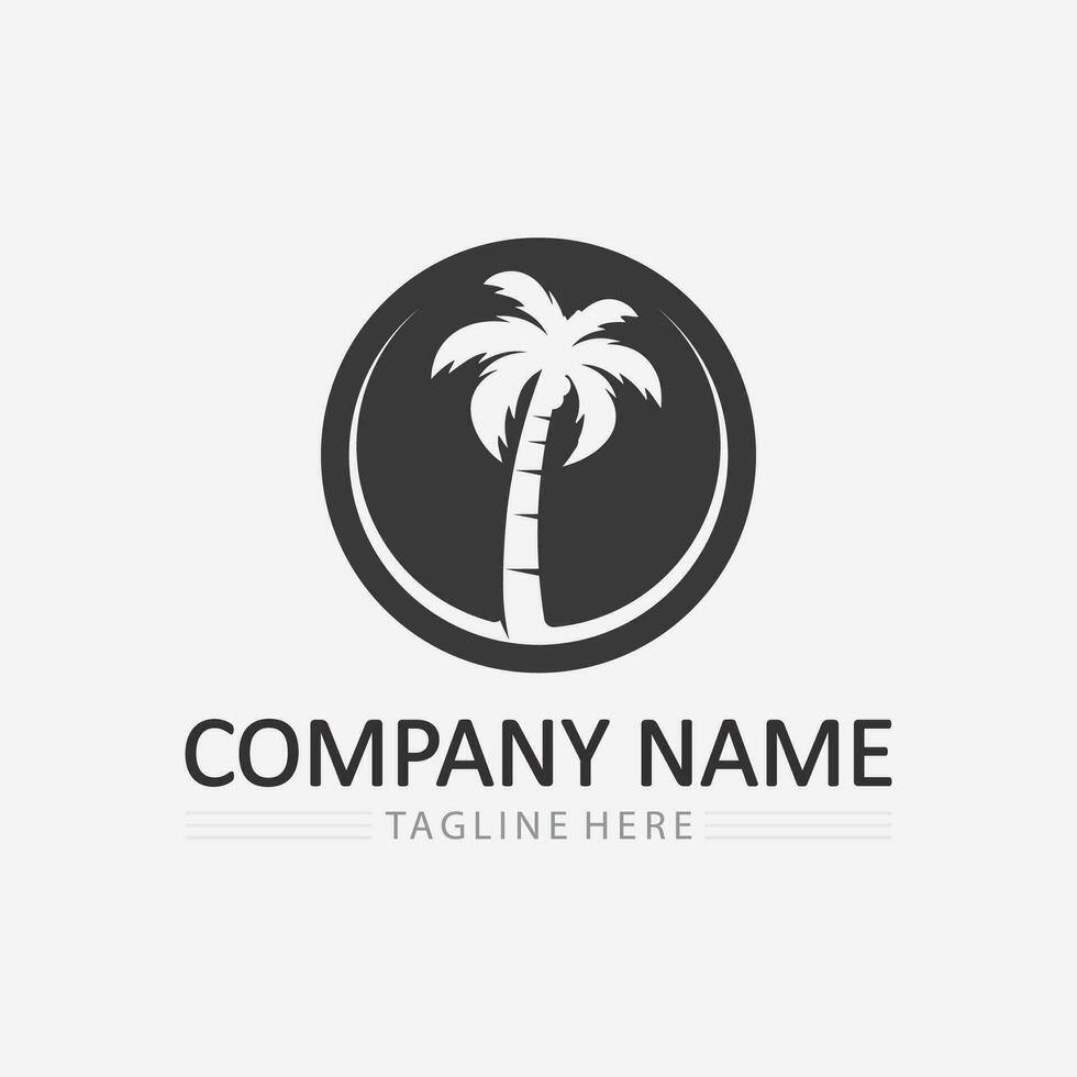 Palm tree summer logo template vector