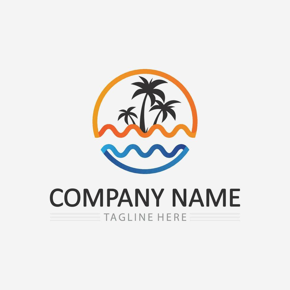 Palm tree summer logo template vector