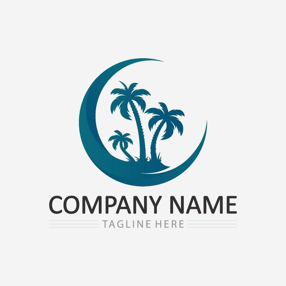 Palm tree summer logo template vector