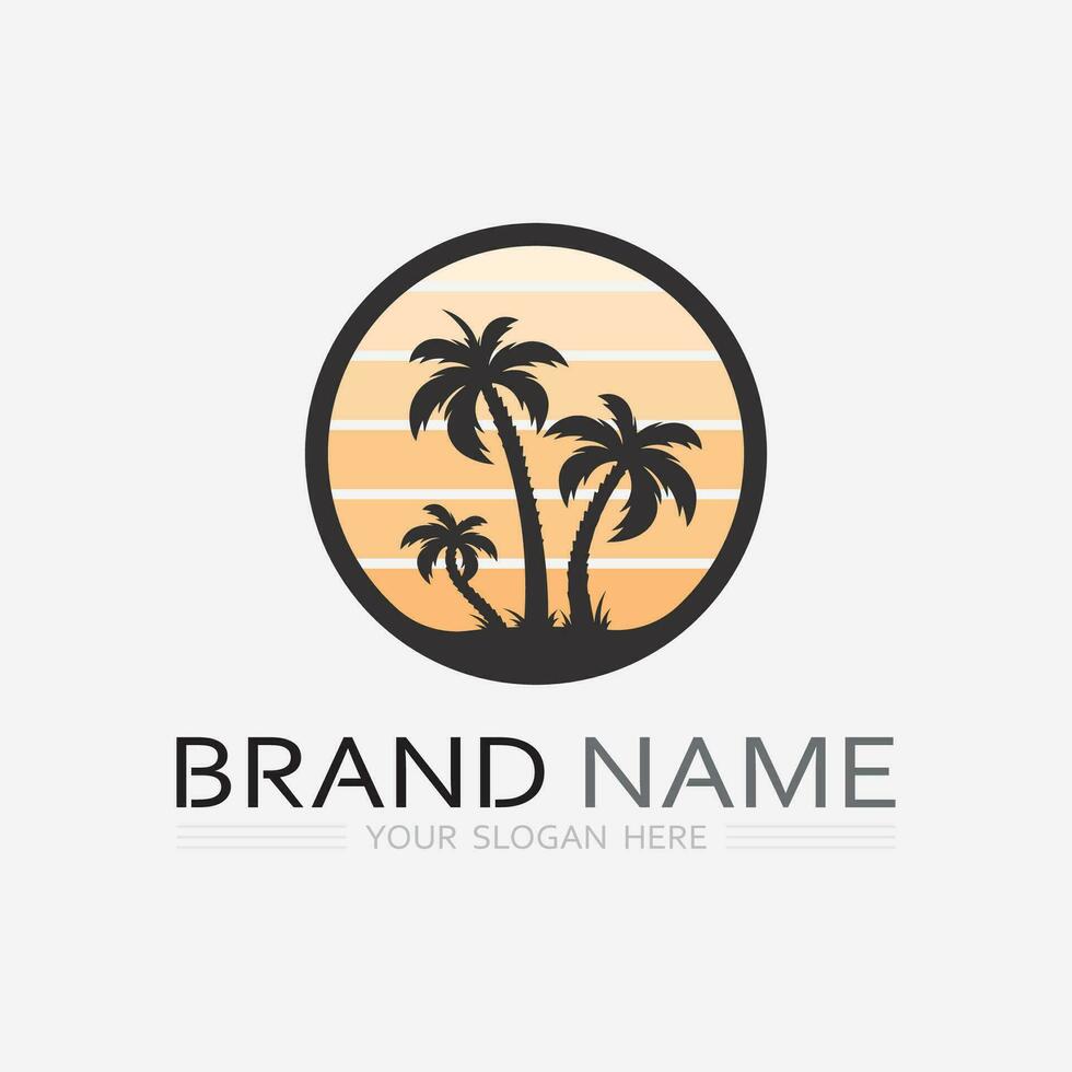 Palm tree summer logo template vector