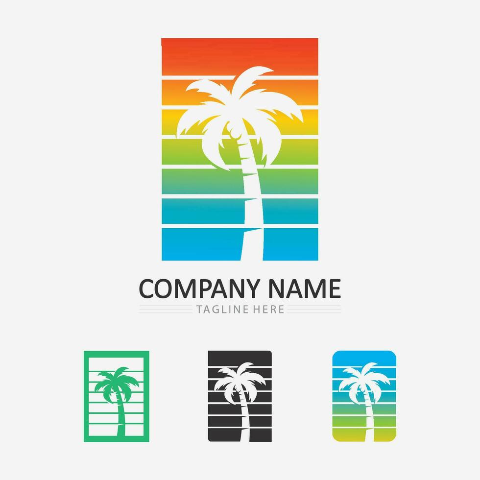 Palm tree summer logo template vector