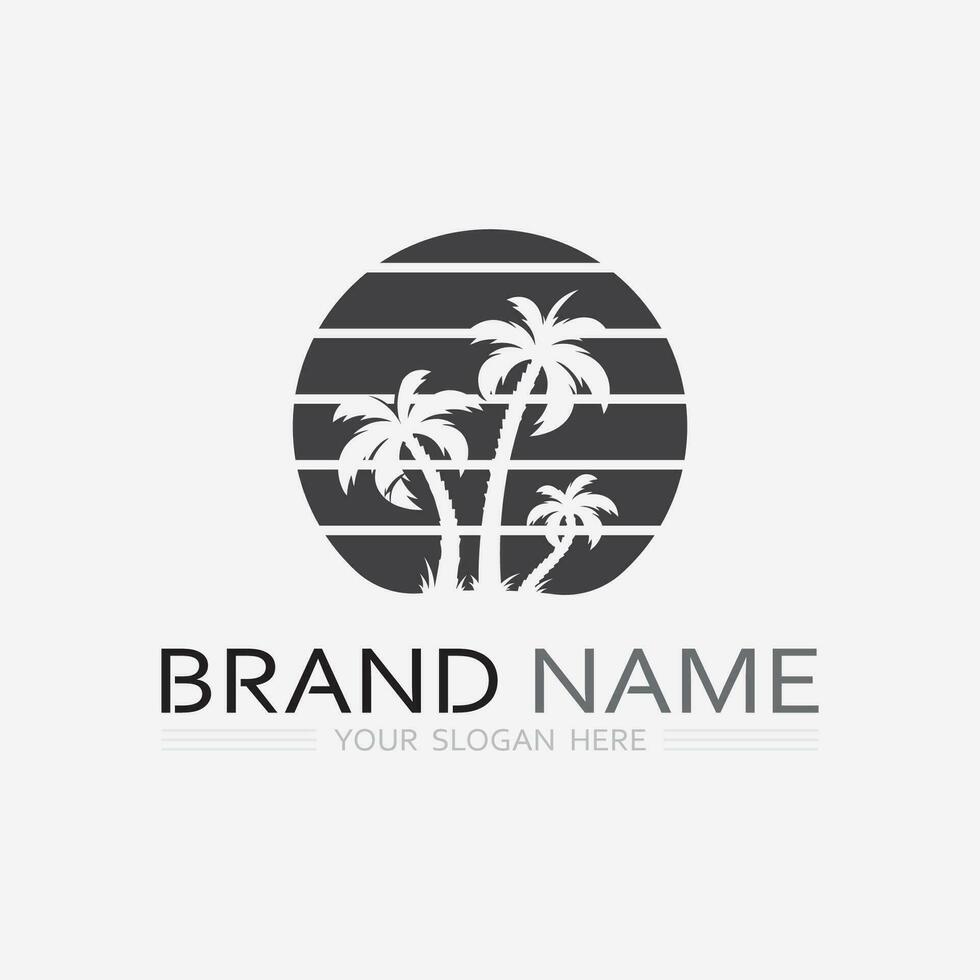 Palm tree summer logo template vector