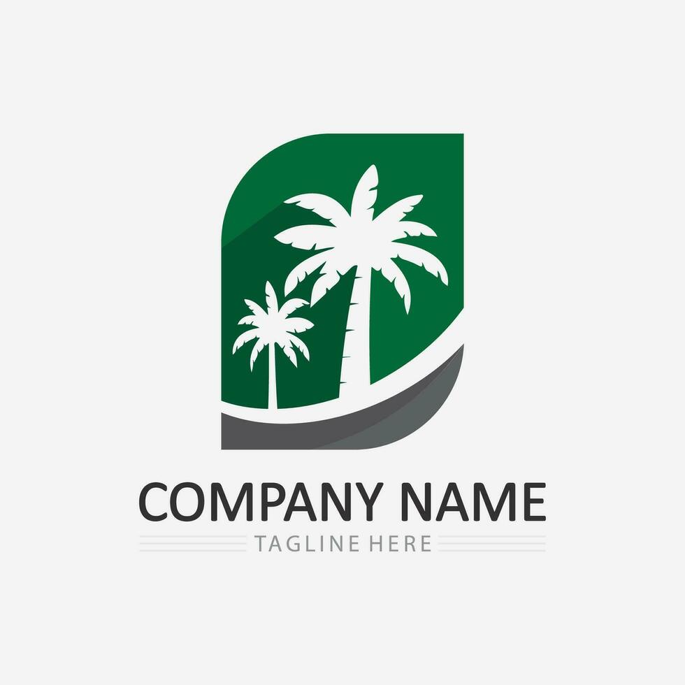 Palm tree summer logo template vector