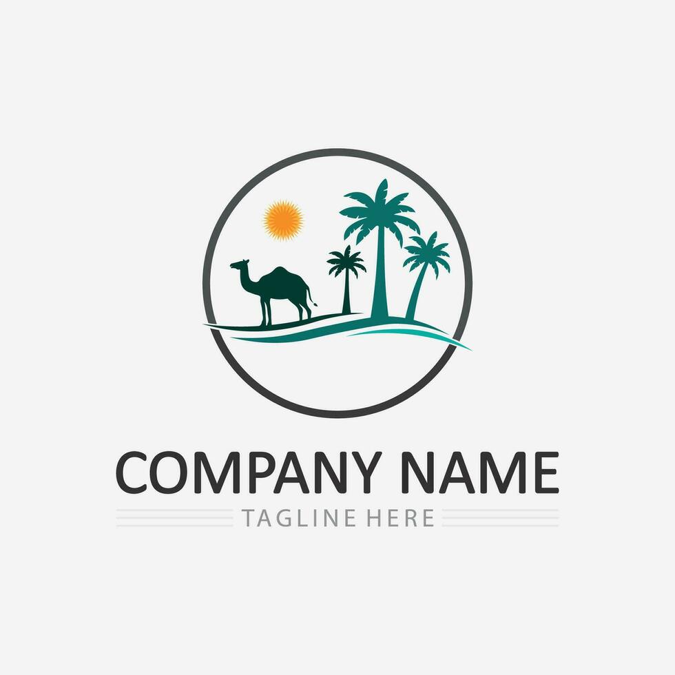 Palm tree summer logo template vector