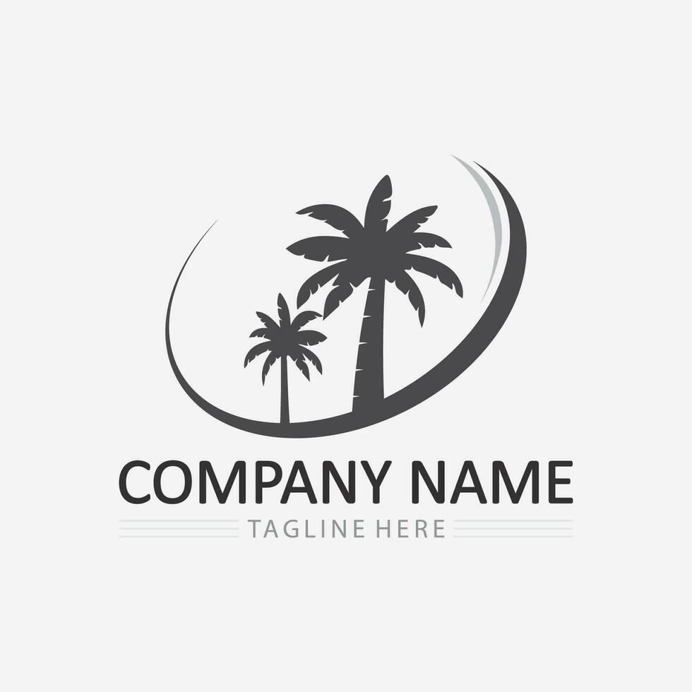 Palm tree summer logo template vector