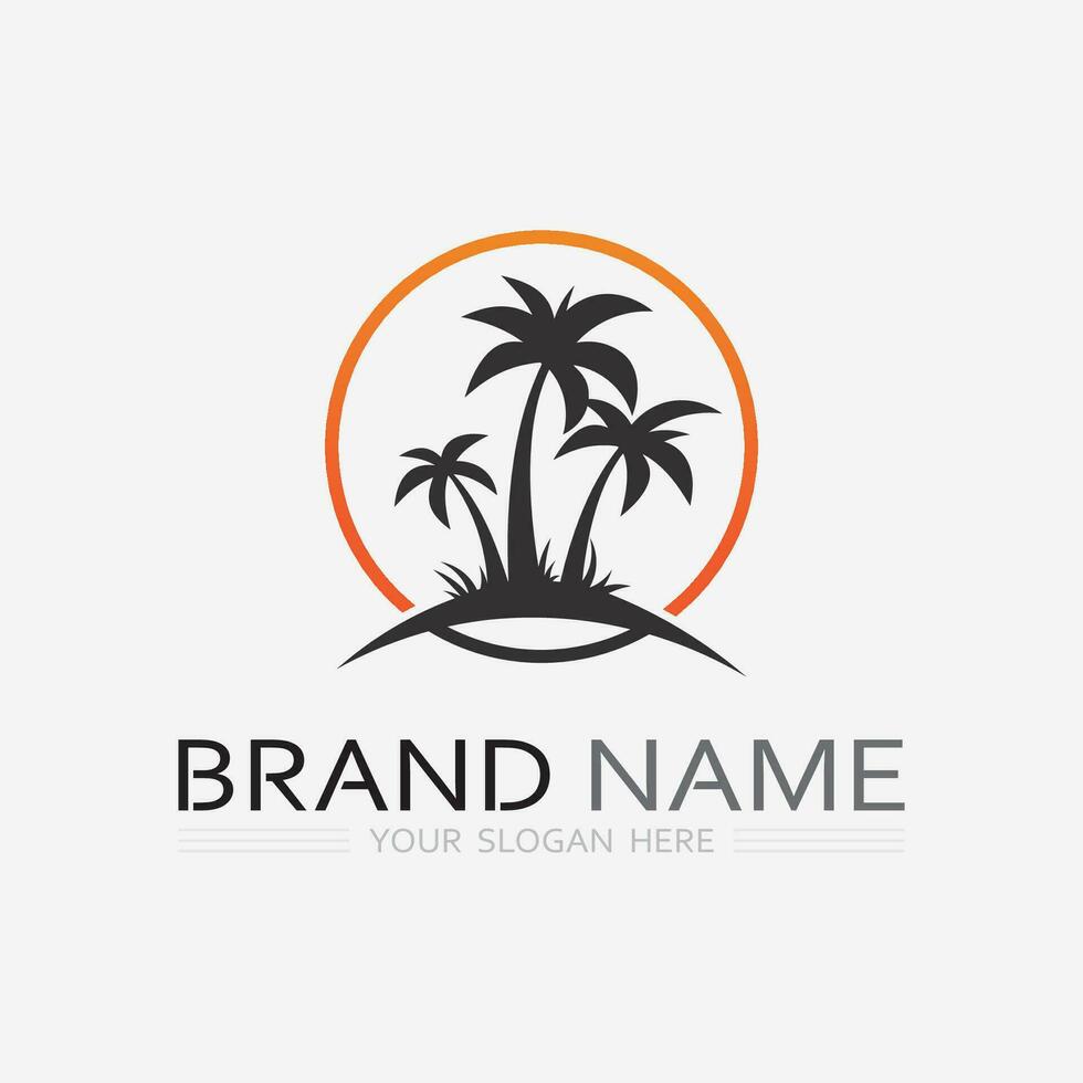 Palm tree summer logo template vector