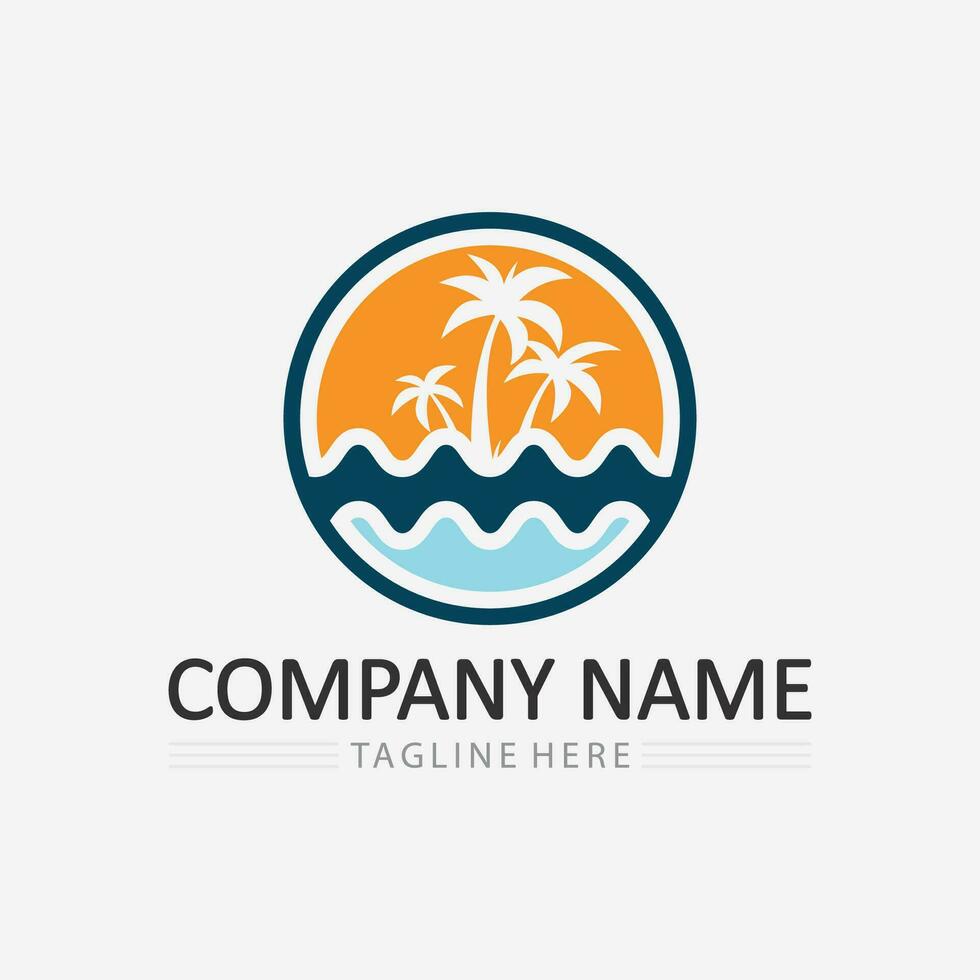 Palm tree summer logo template vector
