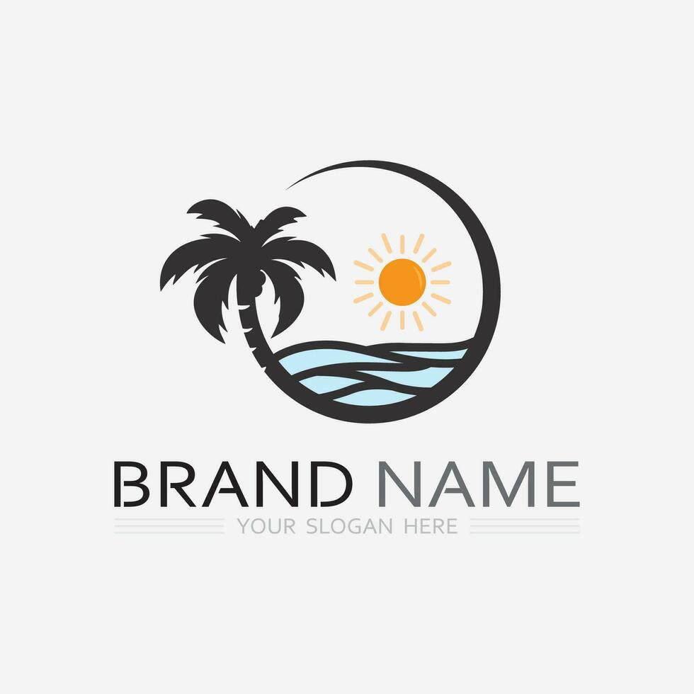 Palm tree summer logo template vector