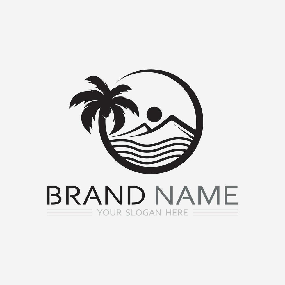 Palm tree summer logo template vector