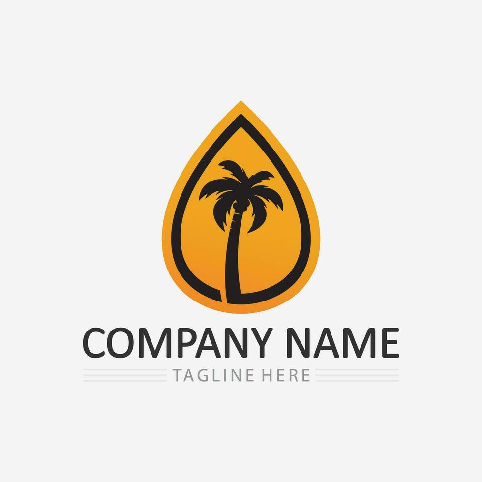 Palm tree summer logo template vector