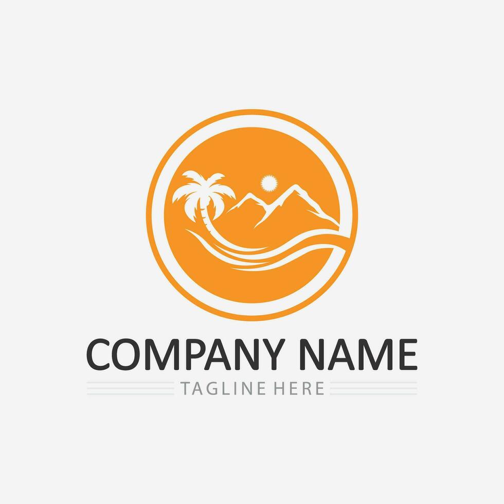 Palm tree summer logo template vector