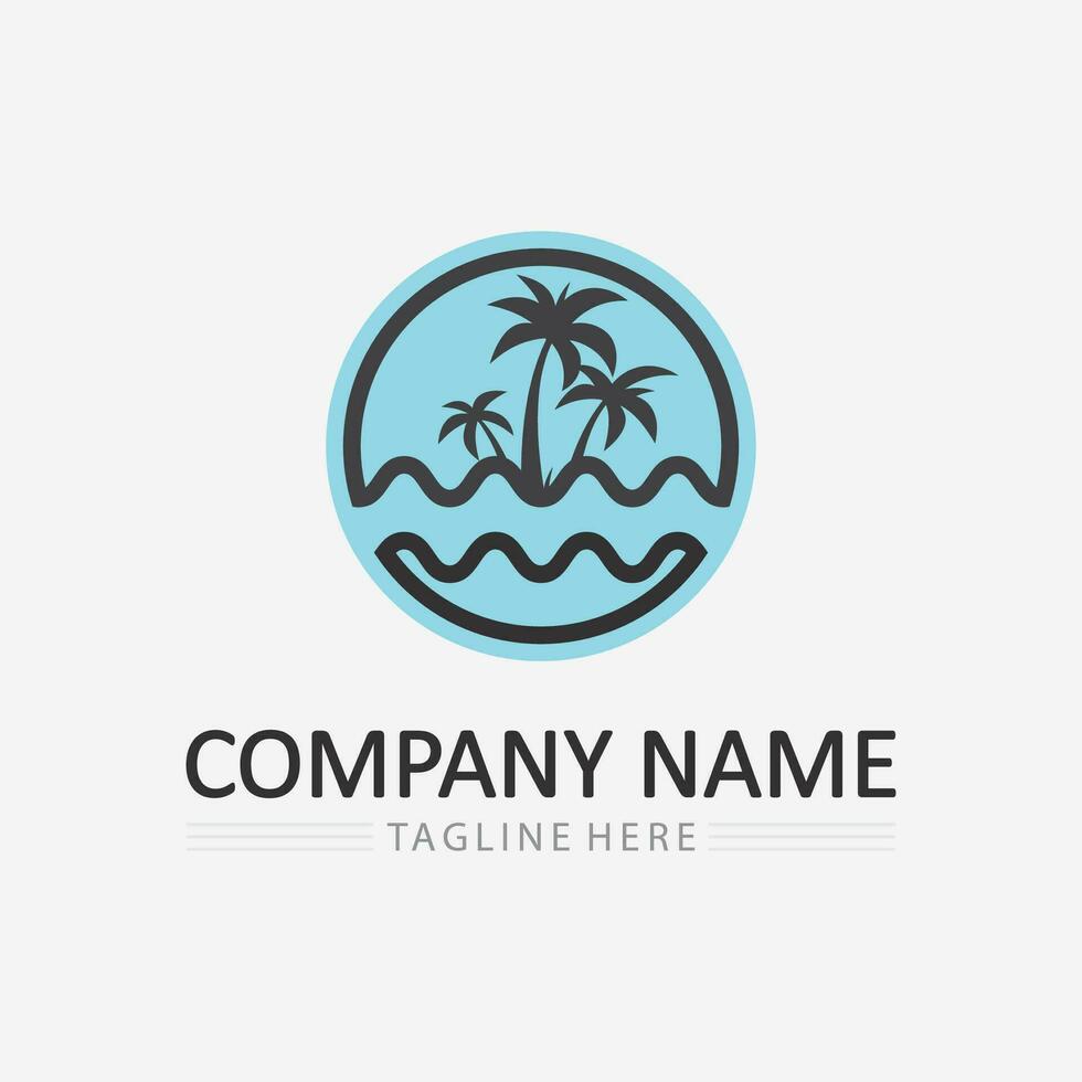 Palm tree summer logo template vector