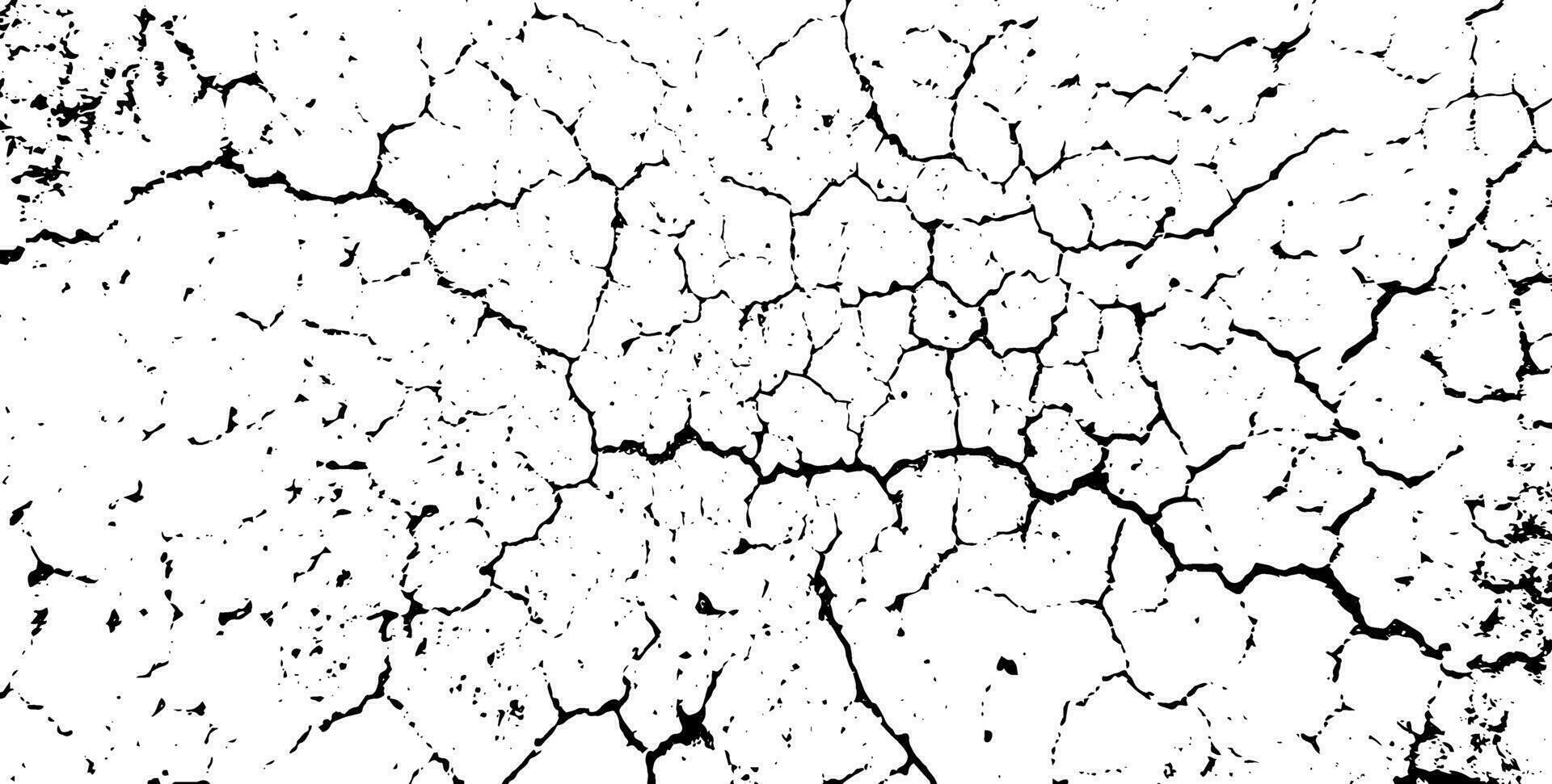 un negro y blanco imagen de un agrietado pared agrietado agrietado textura fondo, textura grieta textura suelo fracturado textura grietas barro caliza hormigón textura arcilla seco polvoriento textura crepitar vector