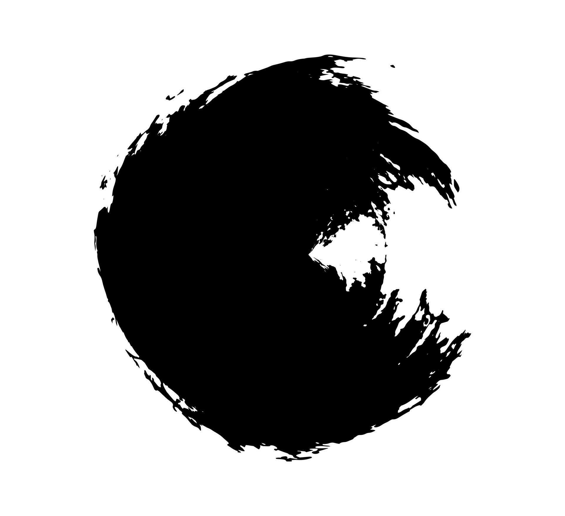 a black vintage circle with a brush stroke on it, circle draw circle