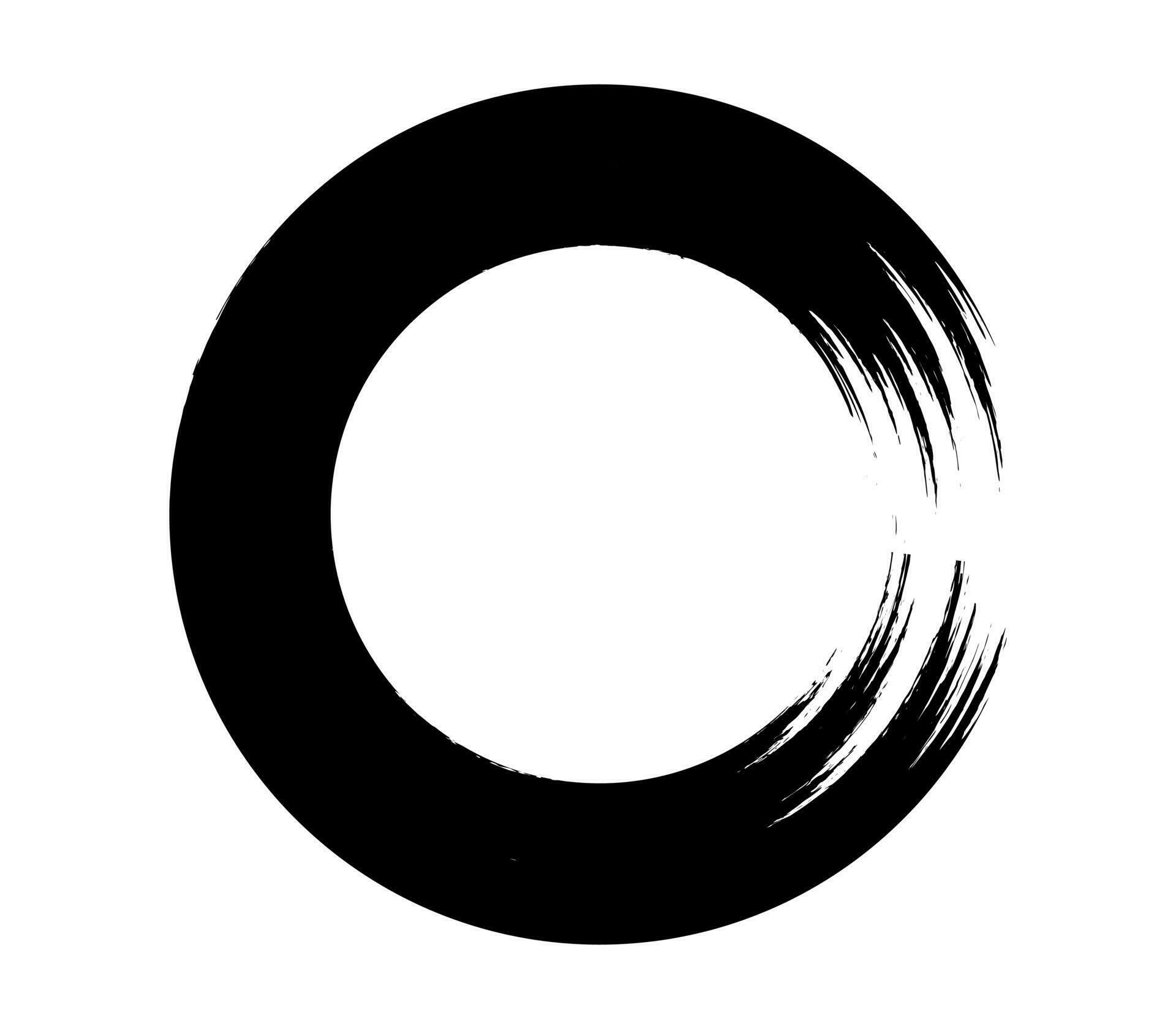 a black vintage circle with a brush stroke on it, circle draw circle